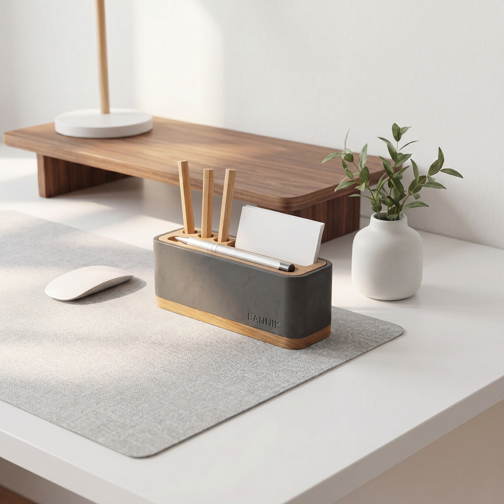 Alesund Schreibtisch-Organizer aus Beton und Eiche, Ansicht 11