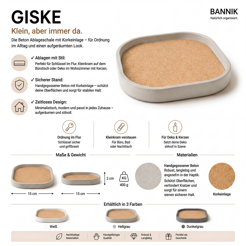 Giske Ablageschale aus Beton mit Korkboden, Ansicht 6