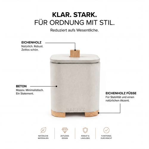 Farsund Aufbewahrungsdose aus Beton mit Eichendeckel, Ansicht 2