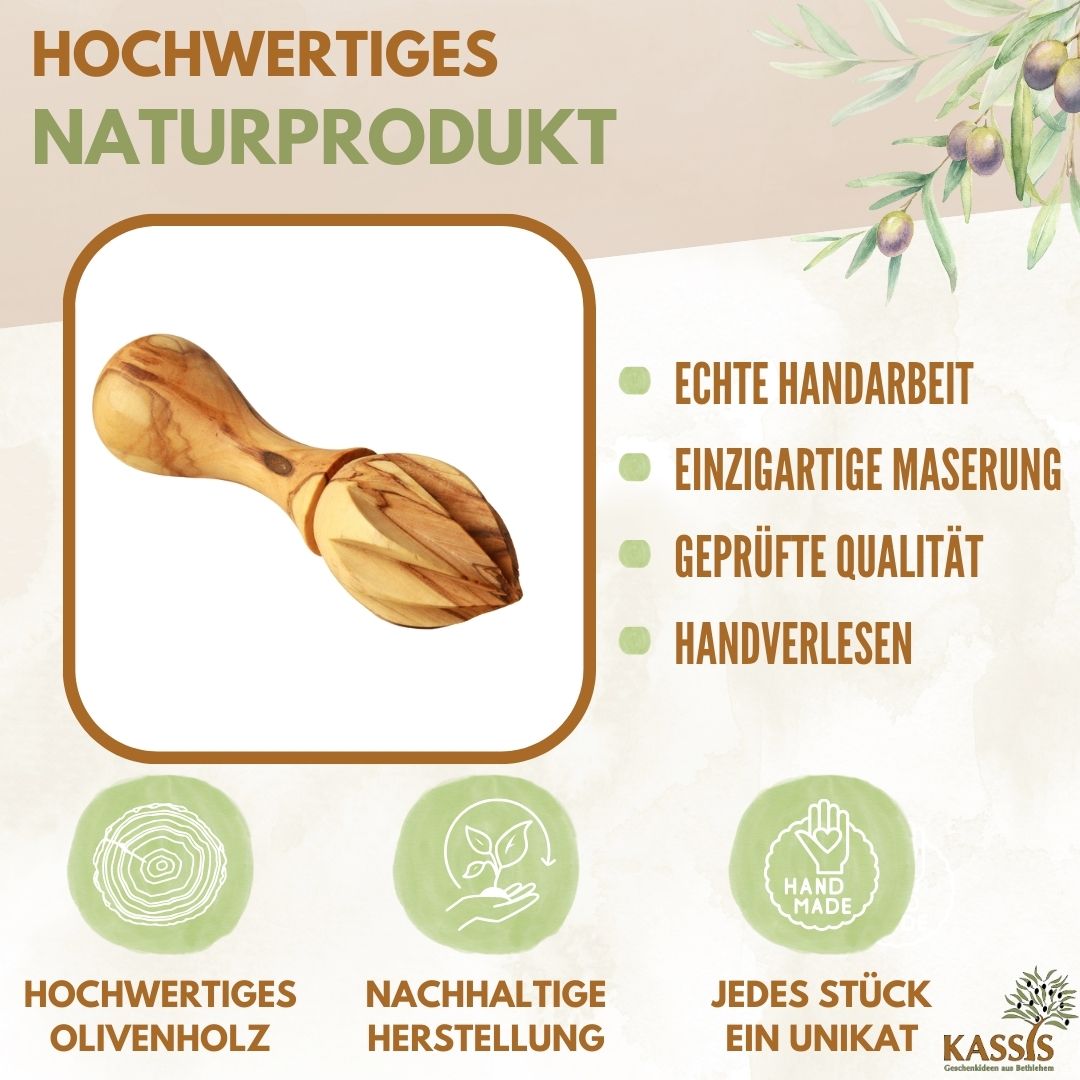 Zitronenpresse aus Olivenholz – 14 cm