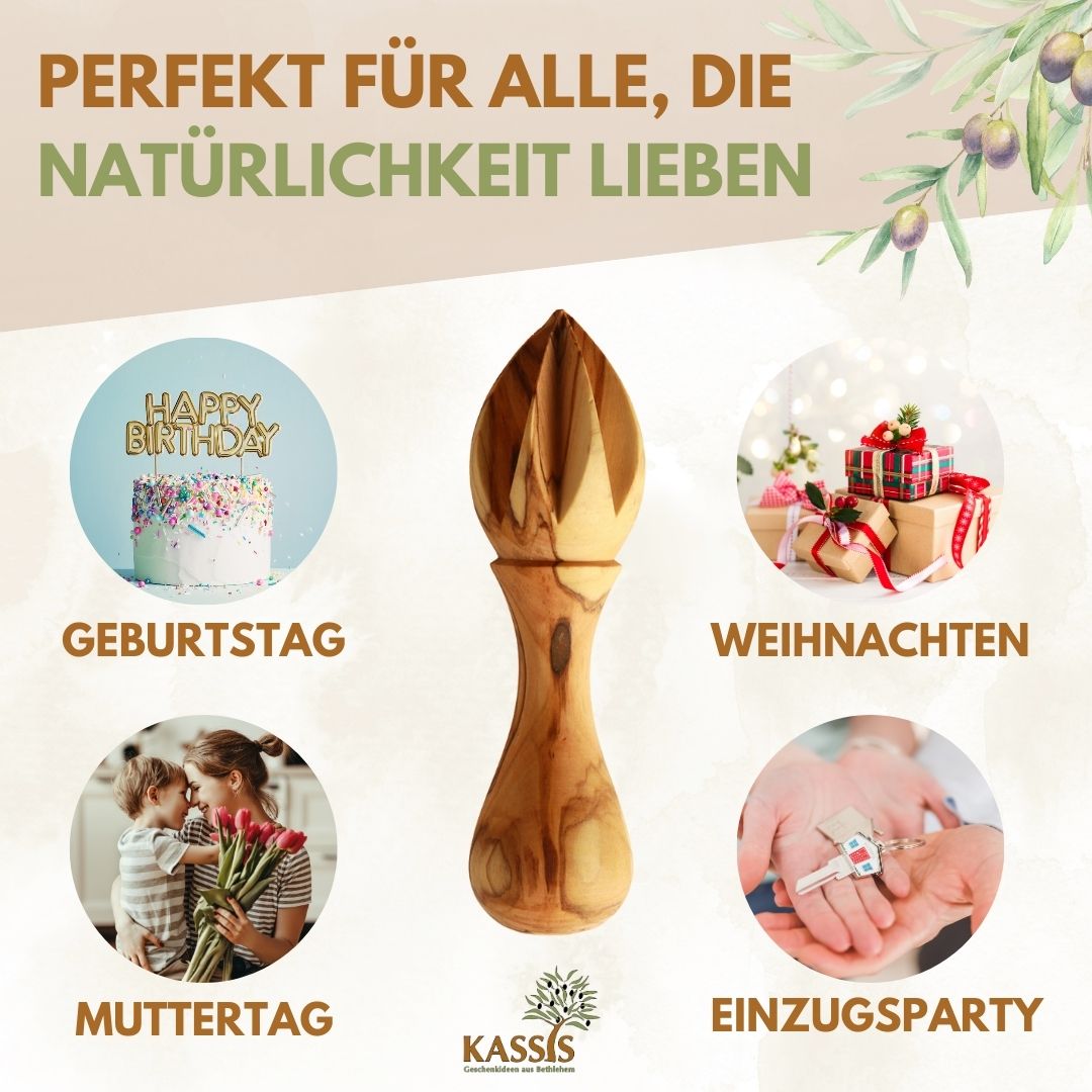 Zitronenpresse aus Olivenholz – 14 cm