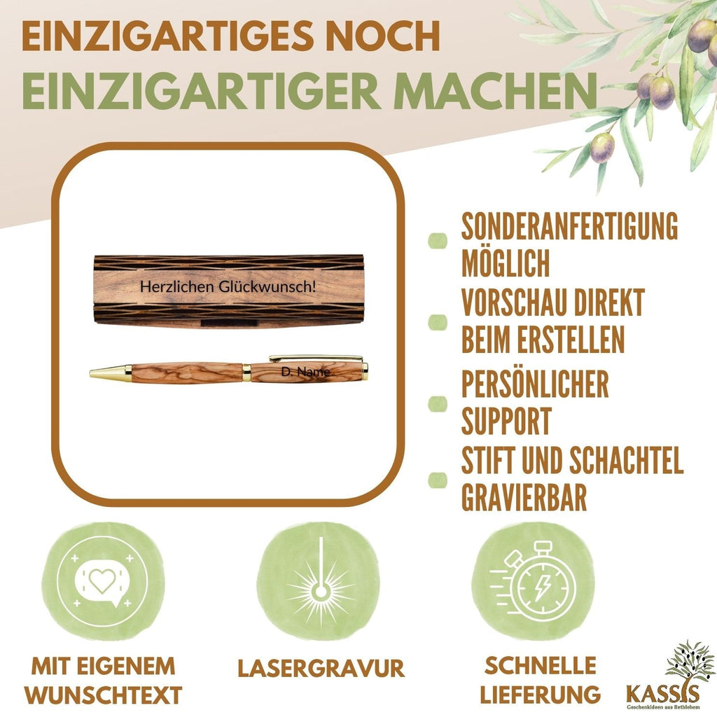 Kugelschreiber aus Olivenholz mit Holzschachtel, Ansicht 6